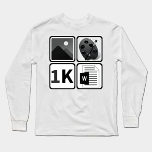 A Picture Paints A Thousand Words Icon Design T-Shirt (In Black and White) Long Sleeve T-Shirt